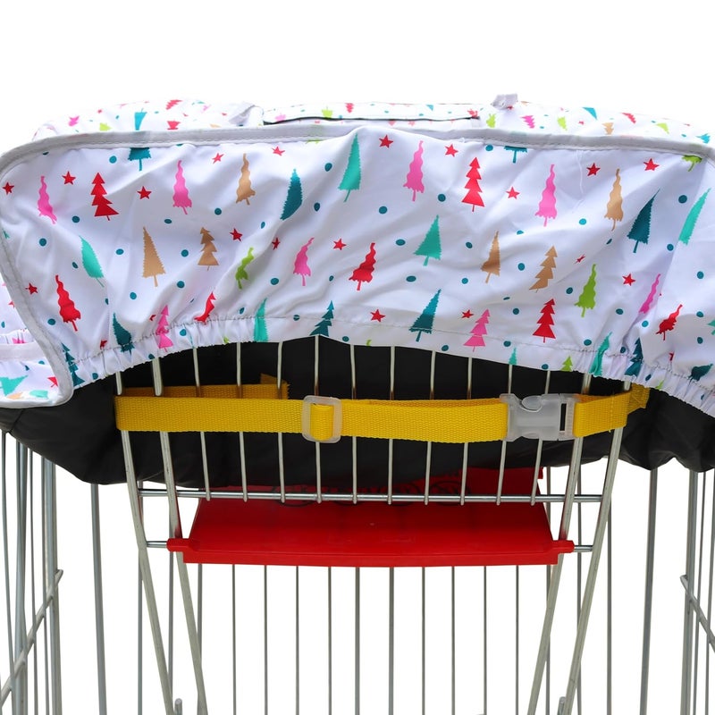 Gowraps 2-in-1 Shopping Cart and High Chair Cover-Grocery Cart Cover for Babies Toddlers Infants Resturant Highchair Cover-Padded Folds to Portable Pouch for Baby Boy Girl (Multicolor Tree) - Image 5